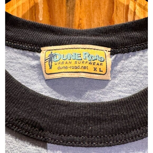 Dune Road XL Light Blue Mens Ringer T-Shirt Retro Surf Style 100% Cotton Casual - Picture 3 of 3